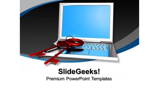 Laptop With Keys Data Security PowerPoint Templates And PowerPoint Themes 0912
