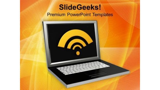 Laptop With Wifi Wireless Communication PowerPoint Templates Ppt Backgrounds For Slides 0213 Laptop With Wifi Wireless Communication PowerPoint Templates Ppt Backgrounds For Slides 0213