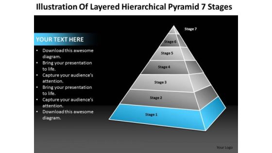 Layered Hierarchical Pyramid 7 Stages Ppt Massage Business Plan PowerPoint Slides