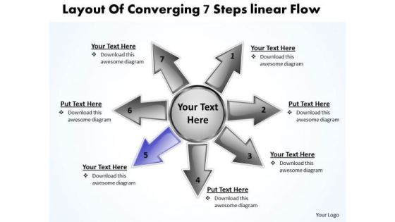 Layout Of Converging 7 Steps Linear Flow Circular Diagram PowerPoint Slides Layout Of Converging 7 Steps Linear Flow Circular Diagram PowerPoint Slides