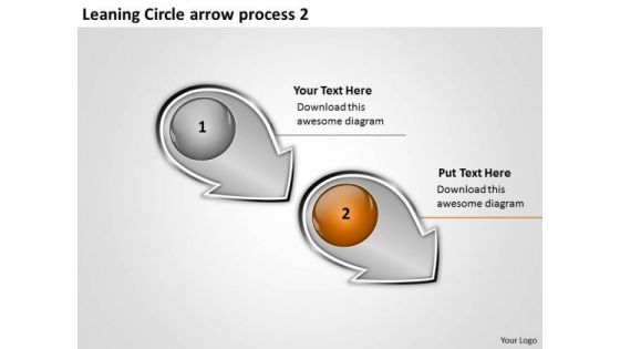 Leaning Circle Arrow Process 2 Flow Diagram Slides PowerPoint