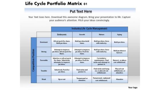 Life Cycle Portfolio Matrix 01 Business PowerPoint Presentation Life Cycle Portfolio Matrix 01 Business PowerPoint Presentation