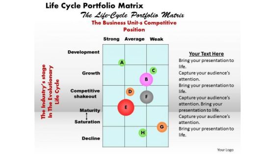 Life Cycle Portfolio Matrix Business PowerPoint Presentation