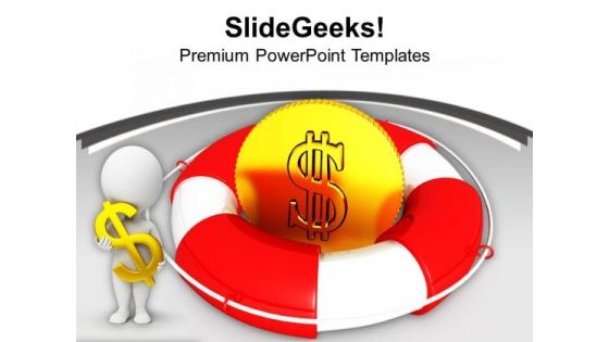 Lifebuoy With Dollar Coin PowerPoint Templates Ppt Backgrounds For Slides 1212