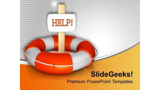 Lifeguard Tube With Help Board Savings PowerPoint Templates Ppt Backgrounds For Slides 0213