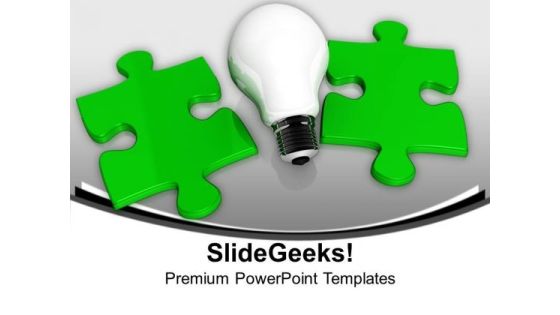 Light Bulb And Green Puzzle PowerPoint Templates Ppt Backgrounds For Slides 1212 Light Bulb And Green Puzzle PowerPoint Templates Ppt Backgrounds For Slides 1212