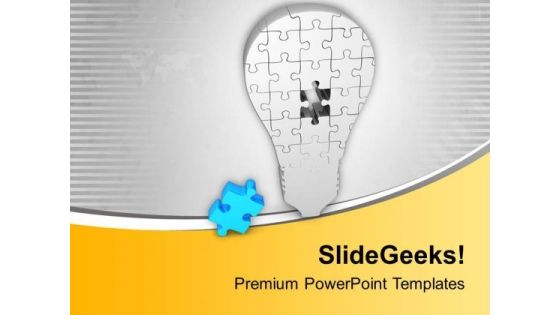Light Bulb Of Puzzle With Missing Piece PowerPoint Templates Ppt Backgrounds For Slides 0813 Light Bulb Of Puzzle With Missing Piece PowerPoint Templates Ppt Backgrounds For Slides 0813