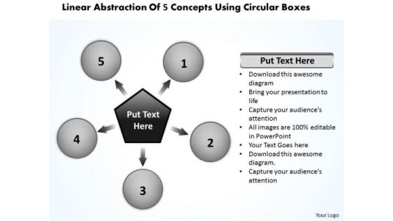 Linear Abstraction Of 5 Concepts Using Circular Boxes Cycle Flow Chart PowerPoint Slides Linear Abstraction Of 5 Concepts Using Circular Boxes Cycle Flow Chart PowerPoint Slides