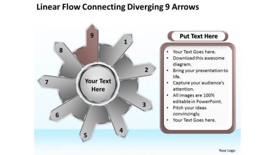 Linear Flow Connecting Diverging 9 Arrows Business Gear Process PowerPoint Templates Linear Flow Connecting Diverging 9 Arrows Business Gear Process PowerPoint Templates