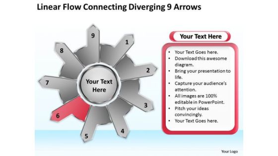 Linear Flow Connecting Diverging 9 Arrows Circular Process Chart PowerPoint Templates Linear Flow Connecting Diverging 9 Arrows Circular Process Chart PowerPoint Templates