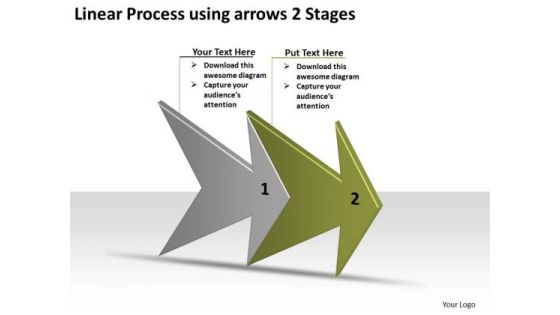Linear Process Using Arrows 2 Stages Ppt Schematic Design PowerPoint Templates