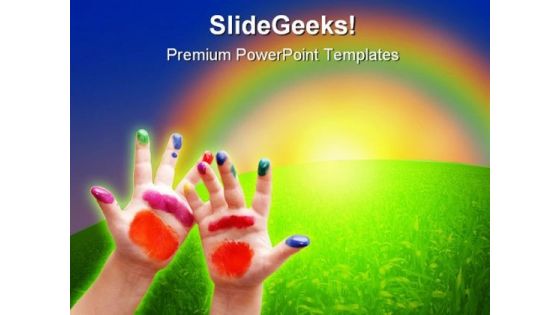 Little Hands Nature PowerPoint Template 0610 Little Hands Nature PowerPoint Template 0610