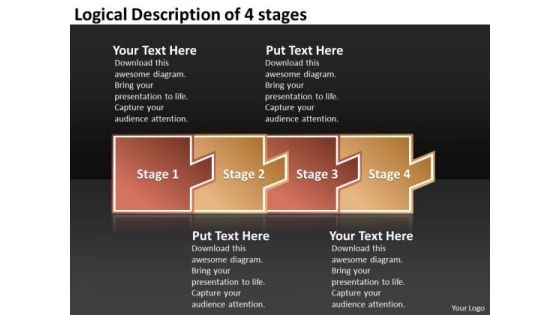 Logical Description Of 4 Stages Flow Chart In Business PowerPoint Slides