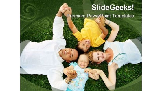 Lying On Grass Family People PowerPoint Template 0810 Lying On Grass Family People PowerPoint Template 0810