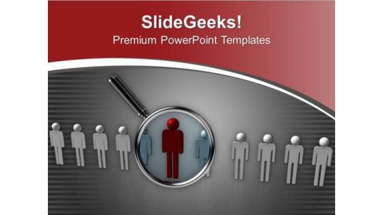 Magnifying Glass Hovers Over Red Man PowerPoint Templates Ppt Backgrounds For Slides 0713 Magnifying Glass Hovers Over Red Man PowerPoint Templates Ppt Backgrounds For Slides 0713