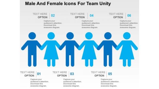 Male And Female Icons For Team Unity PowerPoint Template