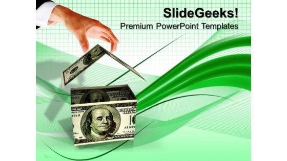 Man Builds A House From Dollars Success PowerPoint Templates And PowerPoint Themes 1012 Man Builds A House From Dollars Success PowerPoint Templates And PowerPoint Themes 1012