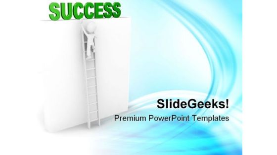 Man Climbs On Ladder Success PowerPoint Themes And PowerPoint Slides 0811 Man Climbs On Ladder Success PowerPoint Themes And PowerPoint Slides 0811