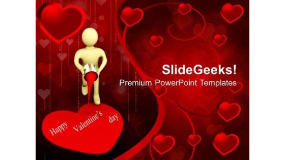 Man Painting Heart With Red Color Valentines PowerPoint Templates Ppt Backgrounds For Slides 0213