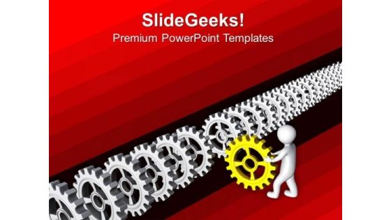 Man Putting Gears In A Row PowerPoint Templates Ppt Backgrounds For Slides 0713 Man Putting Gears In A Row PowerPoint Templates Ppt Backgrounds For Slides 0713