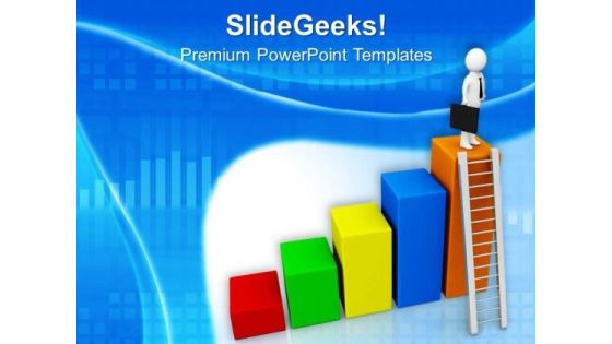 Man Standing On Top Bar PowerPoint Templates Ppt Backgrounds For Slides 0713