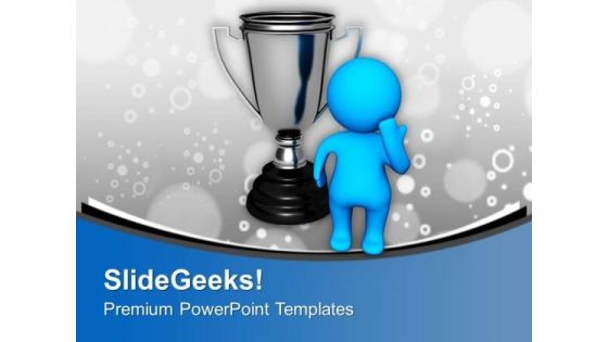 Man Thinking Of Trophy Competition PowerPoint Templates Ppt Backgrounds For Slides 0313