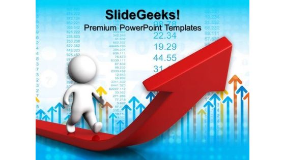 Man Walking On A Growth Increase Arrow Business PowerPoint Templates And PowerPoint Themes 0712 Man Walking On A Growth Increase Arrow Business PowerPoint Templates And PowerPoint Themes 0712