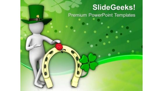 Man With Clover Flower Of Irish Culture PowerPoint Templates Ppt Backgrounds For Slides 0313 Man With Clover Flower Of Irish Culture PowerPoint Templates Ppt Backgrounds For Slides 0313