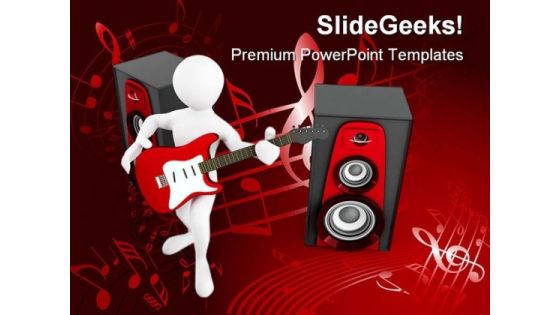 Man With Guitar And Loud Speakers Music PowerPoint Templates And PowerPoint Backgrounds 0211