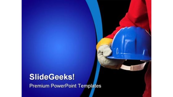Man With Helmet Construction PowerPoint Themes And PowerPoint Slides 0411