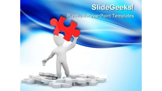 Man With Red Puzzle Business PowerPoint Templates And PowerPoint Backgrounds 0311 Man With Red Puzzle Business PowerPoint Templates And PowerPoint Backgrounds 0311