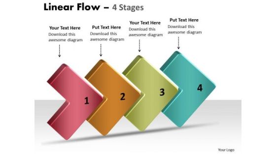 Marketing Diagram 3d Linear Flow 4 Stages Strategy Diagram