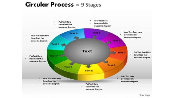 Marketing Diagram 9 Stages Circular Process Business Framework Model