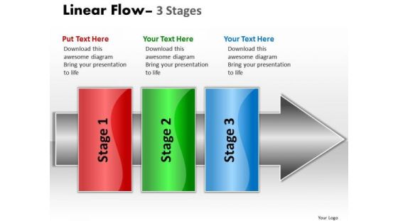 Marketing Diagram Linear Flow 3 Stages Business Cycle Diagram