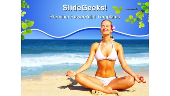 Meditating Near Beach Nature PowerPoint Themes And PowerPoint Slides 0811