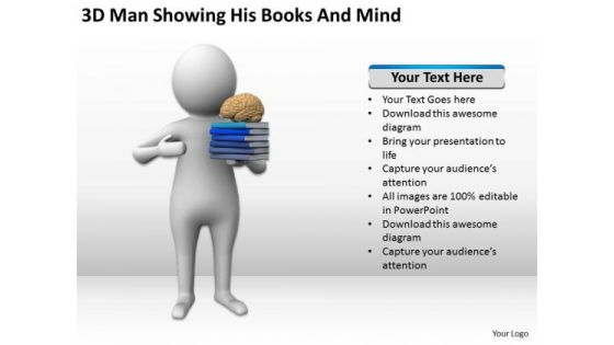 Men At Work Business As Usual 3d Man Showing His Books And Mind PowerPoint Templates Men At Work Business As Usual 3d Man Showing His Books And Mind PowerPoint Templates