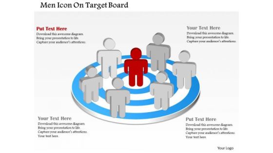 Men Icon On Target Board PowerPoint Template Men Icon On Target Board PowerPoint Template