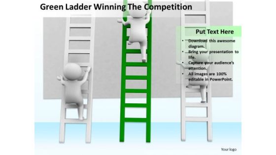 Men In Business Green Ladder Winning The Competition PowerPoint Slides Men In Business Green Ladder Winning The Competition PowerPoint Slides