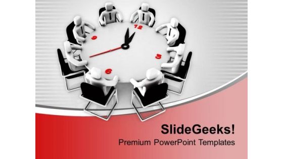 Men In Conference Hall Around Clock PowerPoint Templates Ppt Backgrounds For Slides 0313