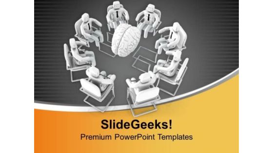 Men In Meeting Around Human Brain PowerPoint Templates Ppt Backgrounds For Slides 0713 Men In Meeting Around Human Brain PowerPoint Templates Ppt Backgrounds For Slides 0713