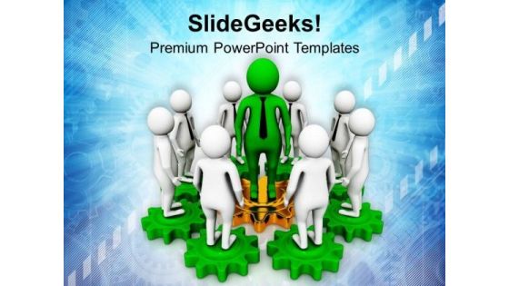 Men On Gears Leadership Concept PowerPoint Templates Ppt Backgrounds For Slides 0713