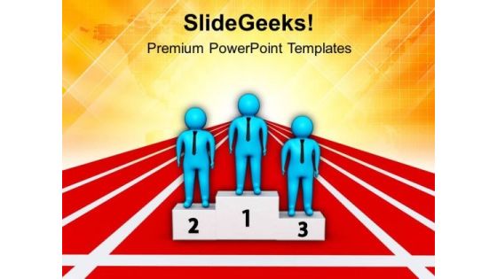 Men Standing On Winning Podium PowerPoint Templates Ppt Backgrounds For Slides 0713 Men Standing On Winning Podium PowerPoint Templates Ppt Backgrounds For Slides 0713