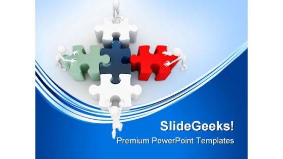 Men With Puzzle Team Business PowerPoint Templates And PowerPoint Backgrounds 0311