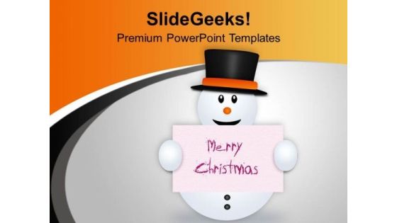 Merry Christmas Message From Snowman PowerPoint Templates Ppt Backgrounds For Slides 0413 Merry Christmas Message From Snowman PowerPoint Templates Ppt Backgrounds For Slides 0413