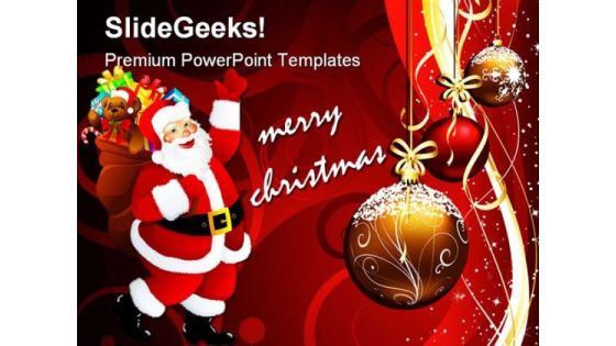 Merry Christmas With Santa Holidays PowerPoint Template 1010 Merry Christmas With Santa Holidays PowerPoint Template 1010