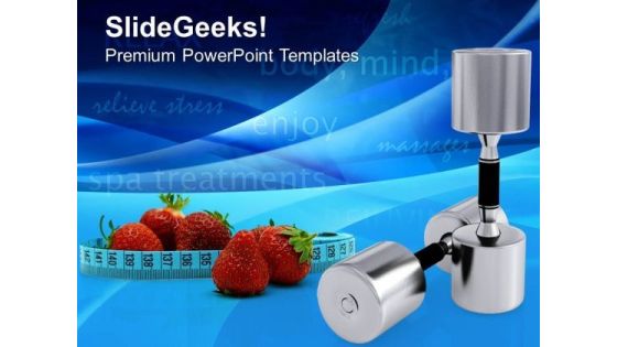 Metallic Dumbbells Equipment With Strawberries PowerPoint Templates Ppt Backgrounds For Slides 0213 Metallic Dumbbells Equipment With Strawberries PowerPoint Templates Ppt Backgrounds For Slides 0213