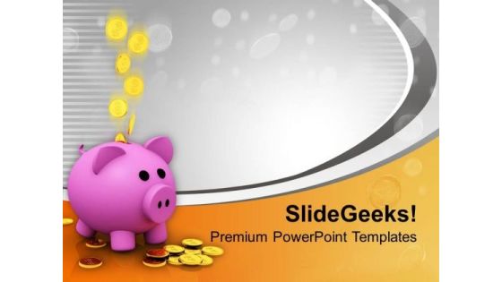 Money Bank With Coins Falling Business PowerPoint Templates Ppt Backgrounds For Slides 0313 Money Bank With Coins Falling Business PowerPoint Templates Ppt Backgrounds For Slides 0313