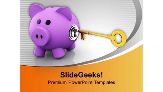 Money Bank With Security Lock Business PowerPoint Templates Ppt Backgrounds For Slides 0313