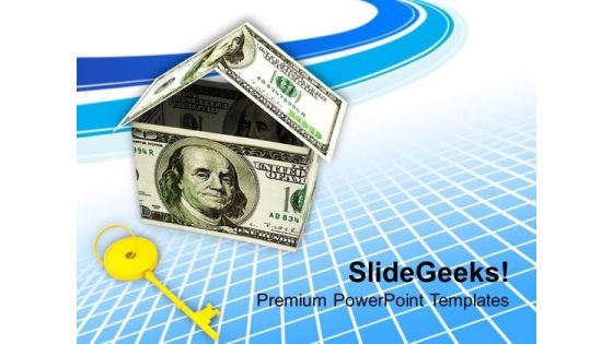 Money House Made From Dollars With Key PowerPoint Templates Ppt Backgrounds For Slides 0213