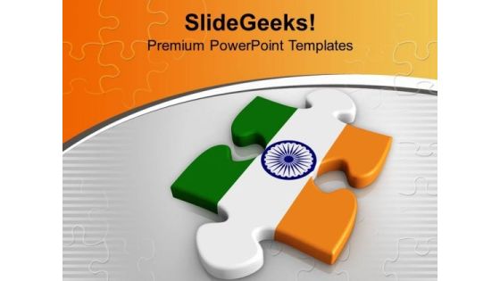 National Flag On Puzzle Piece Indian PowerPoint Templates Ppt Backgrounds For Slides 0213 National Flag On Puzzle Piece Indian PowerPoint Templates Ppt Backgrounds For Slides 0213